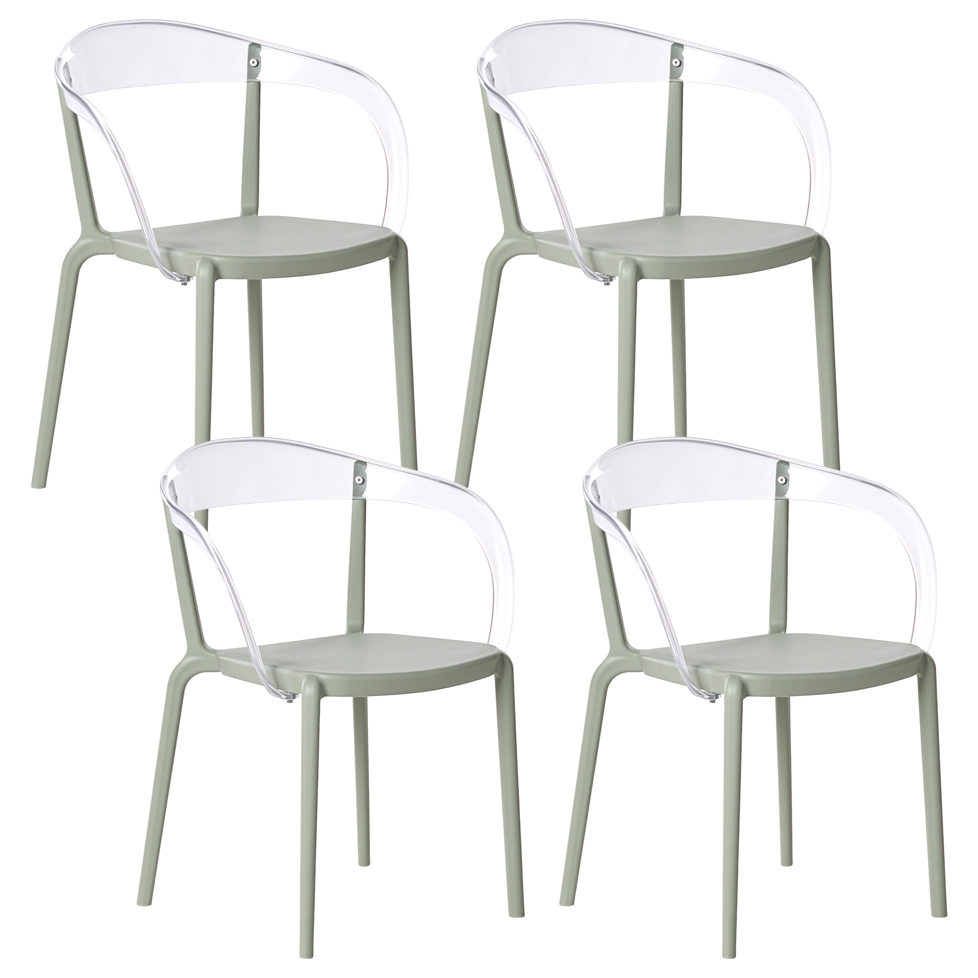 BELIANI Zestaw 4 krzeseł ogrodowych MALEVIZI Sztaplowane Jasnozielony