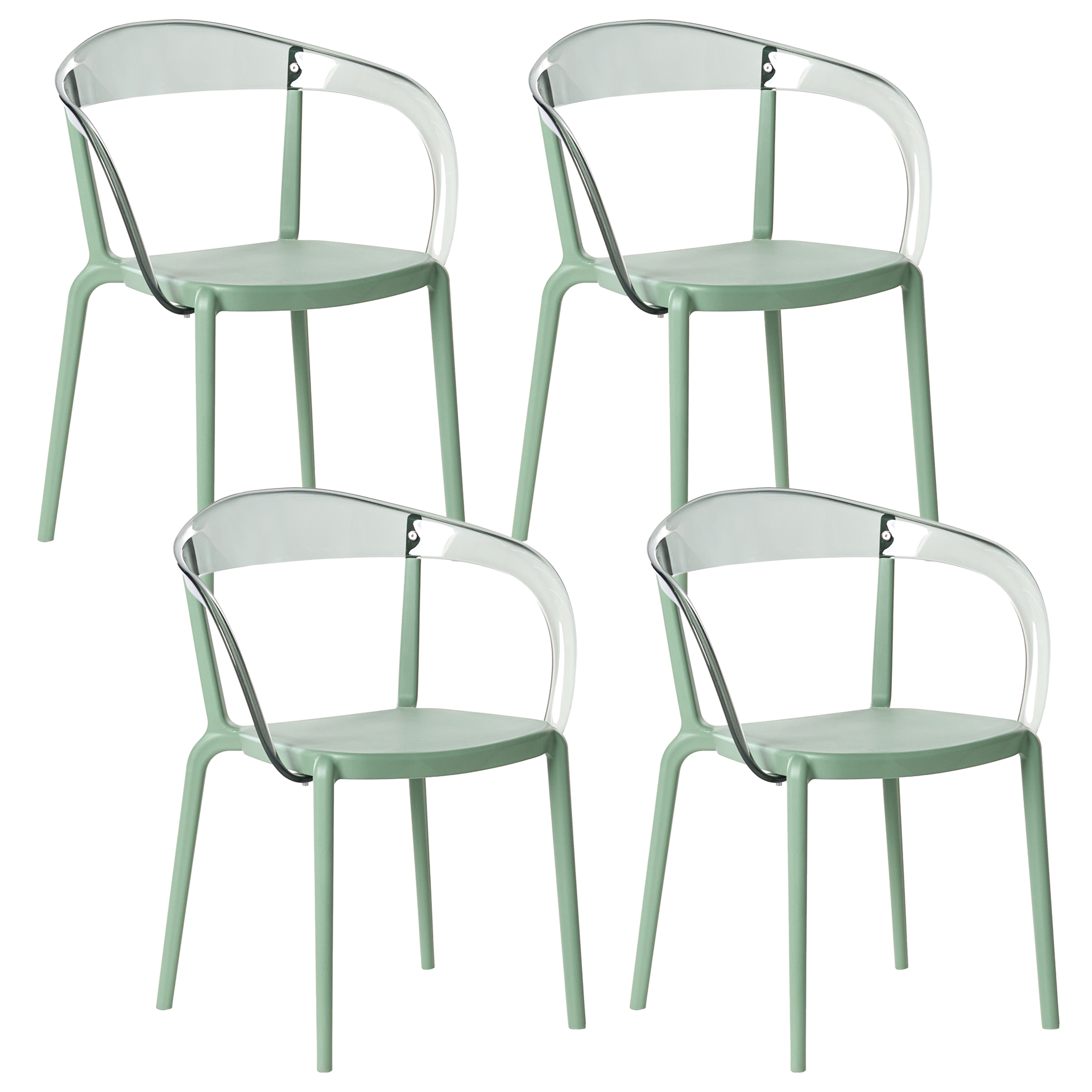 BELIANI Zestaw 4 krzeseł ogrodowych MALEVIZI Sztaplowane Zielony