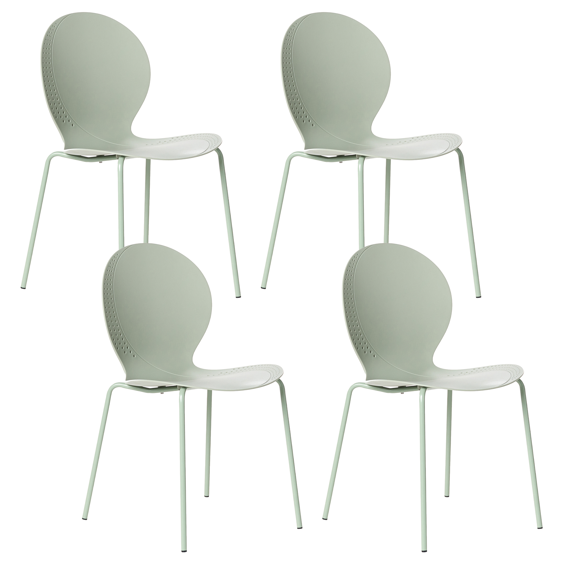 BELIANI Zestaw 4 krzeseł ogrodowych MILOS Sztaplowane Jasnozielony