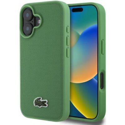 Etui LACOSTE Iconic Petit Pique MagSafe do Apple iPhone 16 Plus Zielony