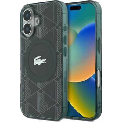 Etui LACOSTE IML Blend Monogram MagSafe do Apple iPhone 16 Zielony