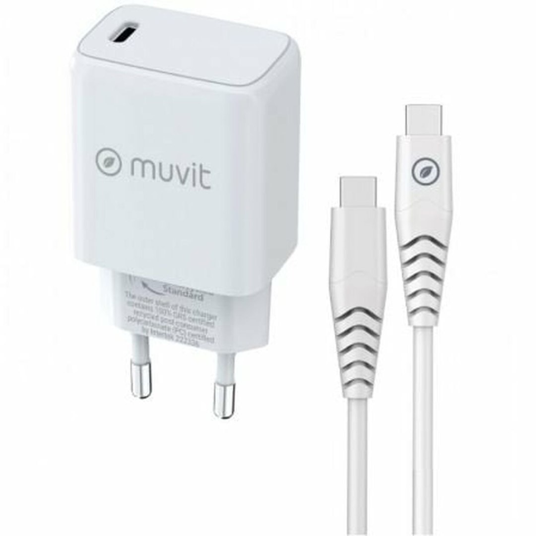 Ładowarka ścienna + kabel-USB-C Muvit Biały 20 W
