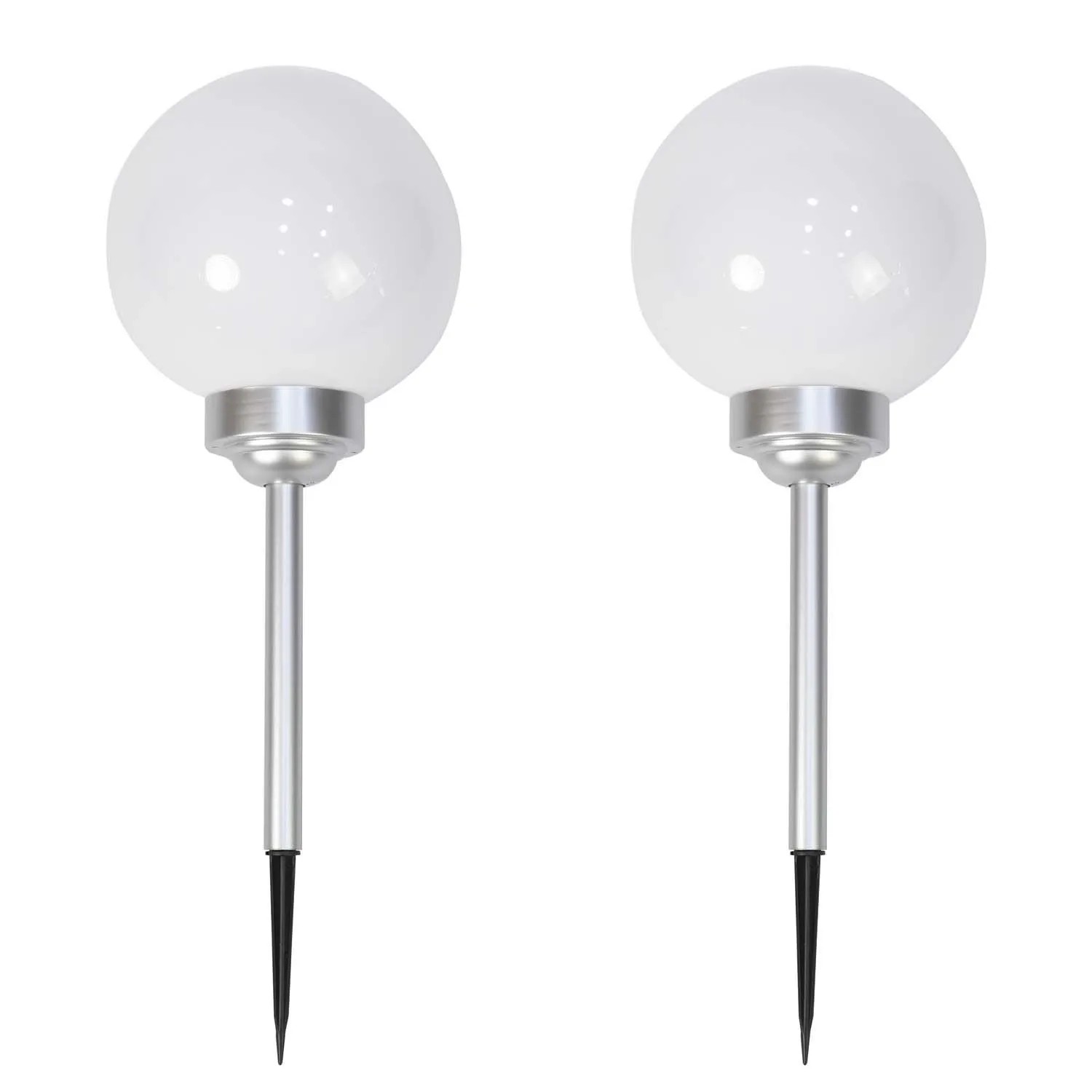 4iQ Zestaw 2 lamp solarnych LED ZENIT srebrnych śr. 20 cm