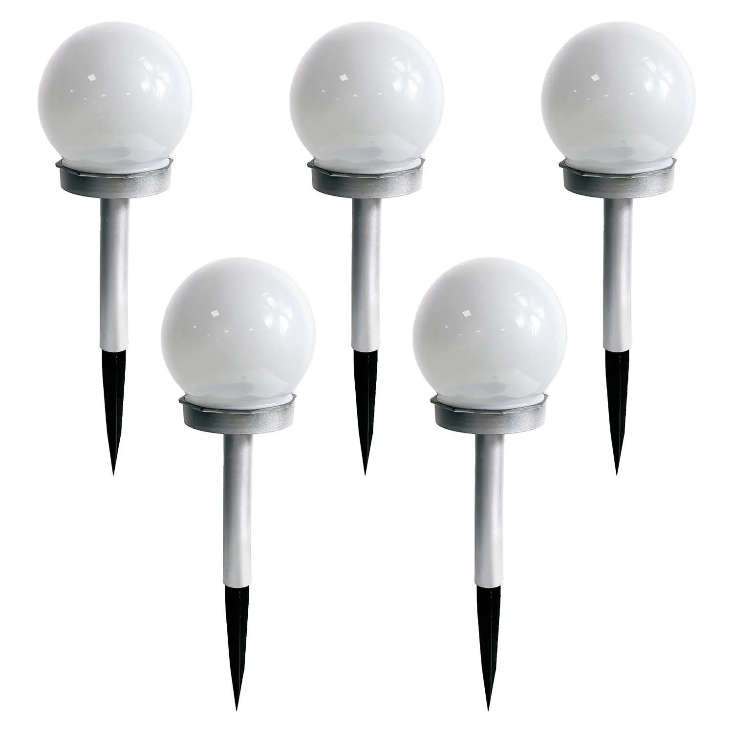 4iQ Zestaw 5 lamp solarnych LED RGB AURA srebrnych śr. 10 cm