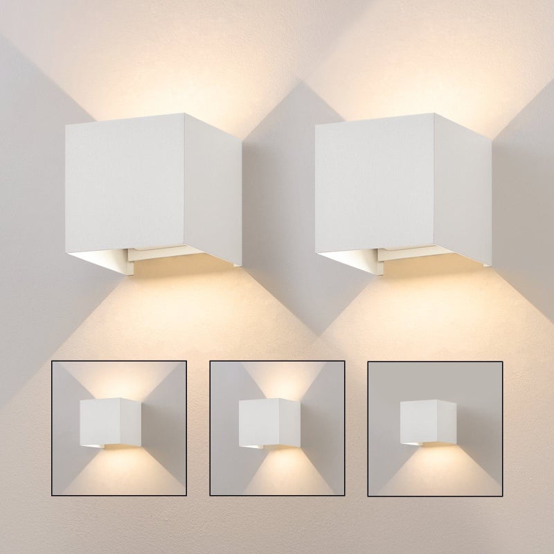 NETTLIFE Kinkiet LED 5W, 2 sztuki - Biały kinkiet zewnętrzny/wewnętrzny, regulowany podwójny strumień wodoodporny IP65 230V 3000K