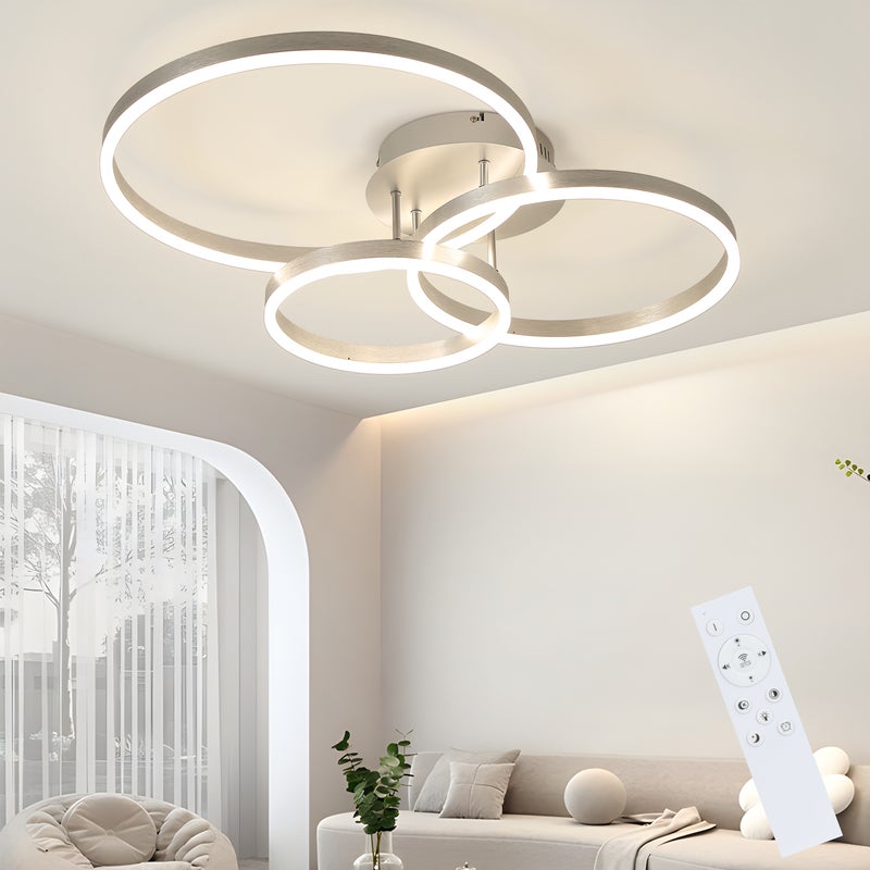 NETTLIFE Lampa sufitowa LED do salonu, ściemnialna, 82 cm, nowoczesny design, kolor złoty, 74 W, lampa do sypialni z pilotem