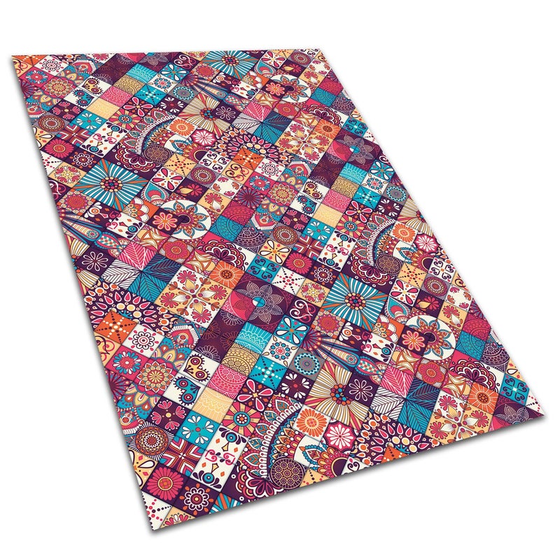 Dywan winylowy kolorowa mozaika dekoracyjna mata winylowa do pokoju modny wzór 100x50 cm – Tulup