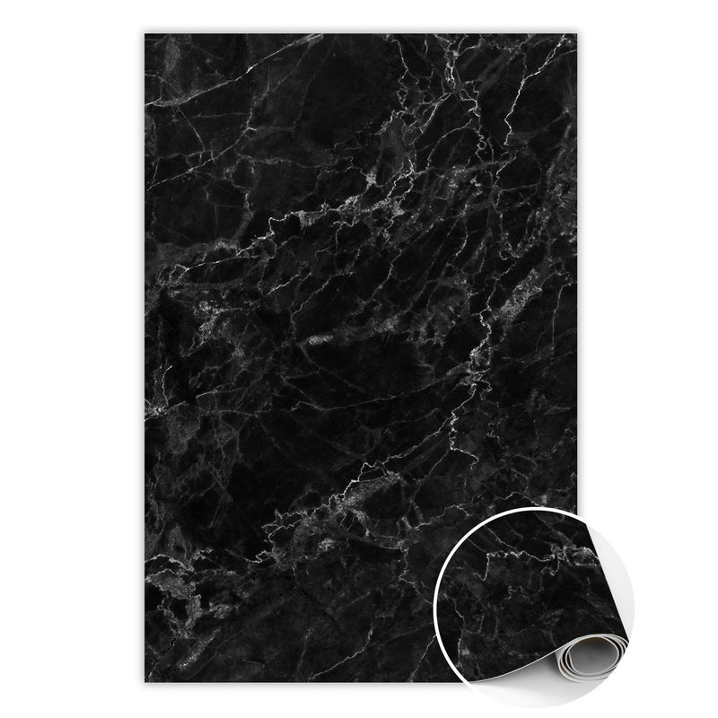 Dywan winylowy czarny marmur, mata winylowa glamour dekoracyjna 150x225 cm – Tulup