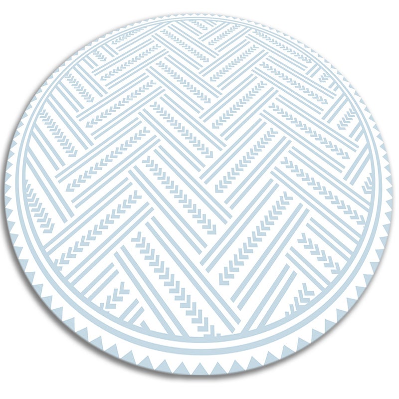 Dywan winylowy do łazienki okrągły, zygzak w jodełkę elegancki graficzny układ 110x110 cm – Tulup