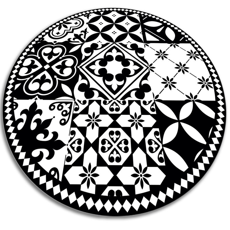 Mata winylowa okrągła, portugalski wzór tradycyjna elegancka mozaika 130x130 cm – Tulup