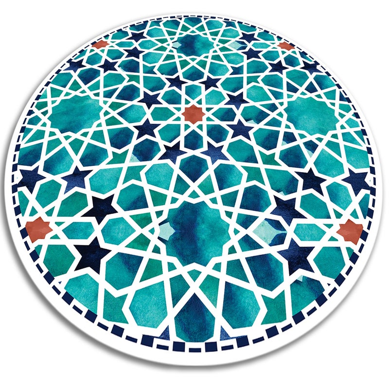 Dywan wzorzysty okrągły, gwiazdy geometryczne nowoczesny graficzny motyw 150x150 cm – Tulup