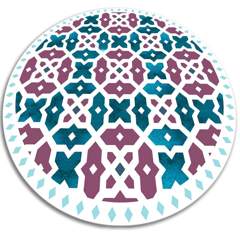 Chodnik PCV okrągły, geometryczne kształty elegancka nowoczesna dekoracja wnętrza 110x110 cm – Tulup