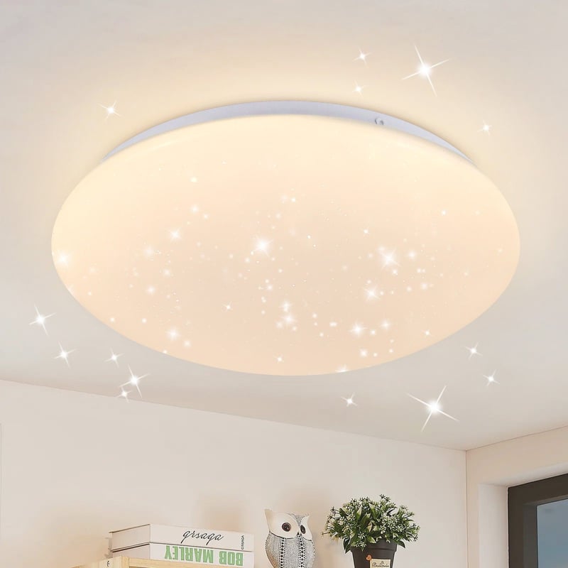 NETTLIFE Lampa sufitowa LED 30 cm, Gwiaździste niebo, ciepła okrągła lampa łazienkowa 18 W IP44 do pokoju dziecięcego, kuchni, korytarza, łazienki