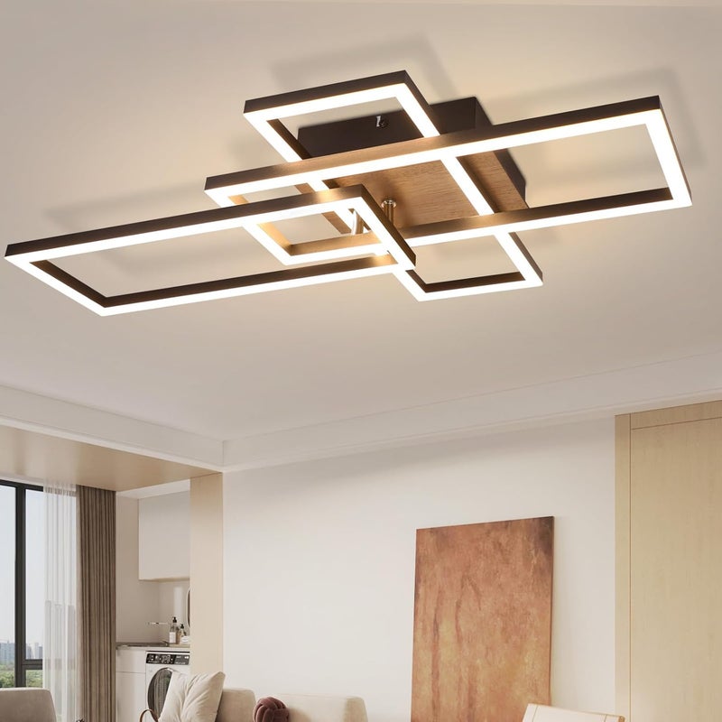NETTLIFE Lampa sufitowa LED 3000K Czarne drewno Lampa sufitowa do sypialni Nowoczesna lampa sufitowa 32W Ciepła biel