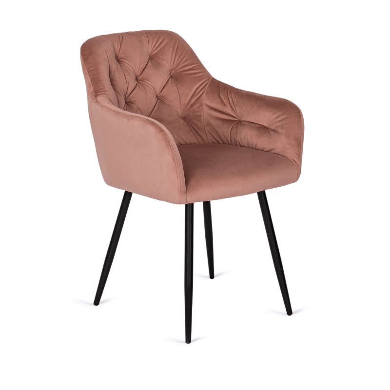 Krzesło Tapicerowane Welurowe Do Jadalni Salonu Loft VIKI Różowe Kubełkowe