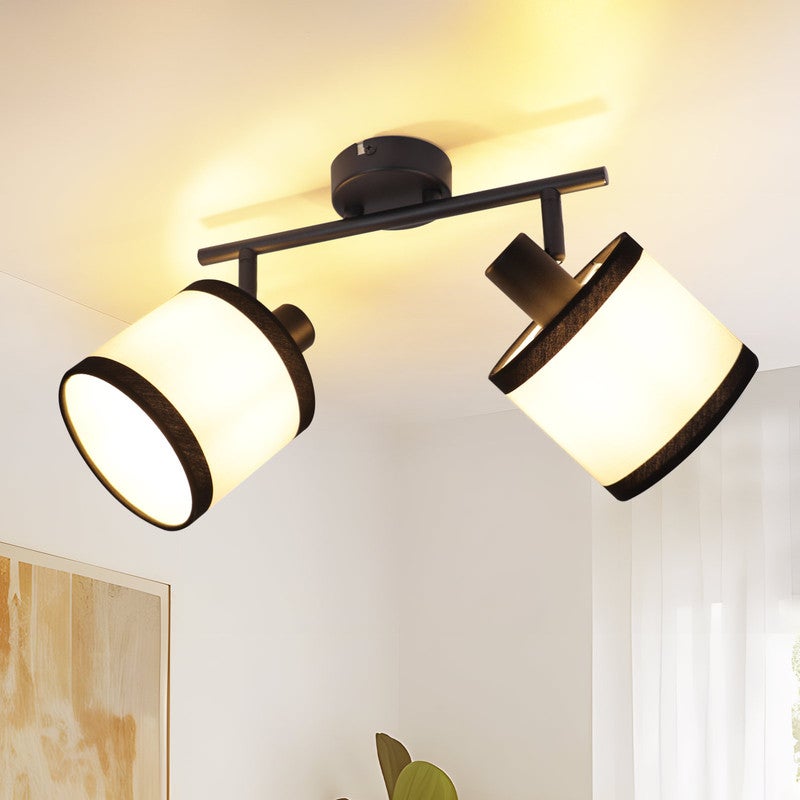 NETTLIFE Czarny Reflektorowa sufitowy, lampa do korytarza, 2-płomieniowy - Reflektoroway sufitowe LED E14, lampa sufitowa z tkaniny, w (bez żarówki)