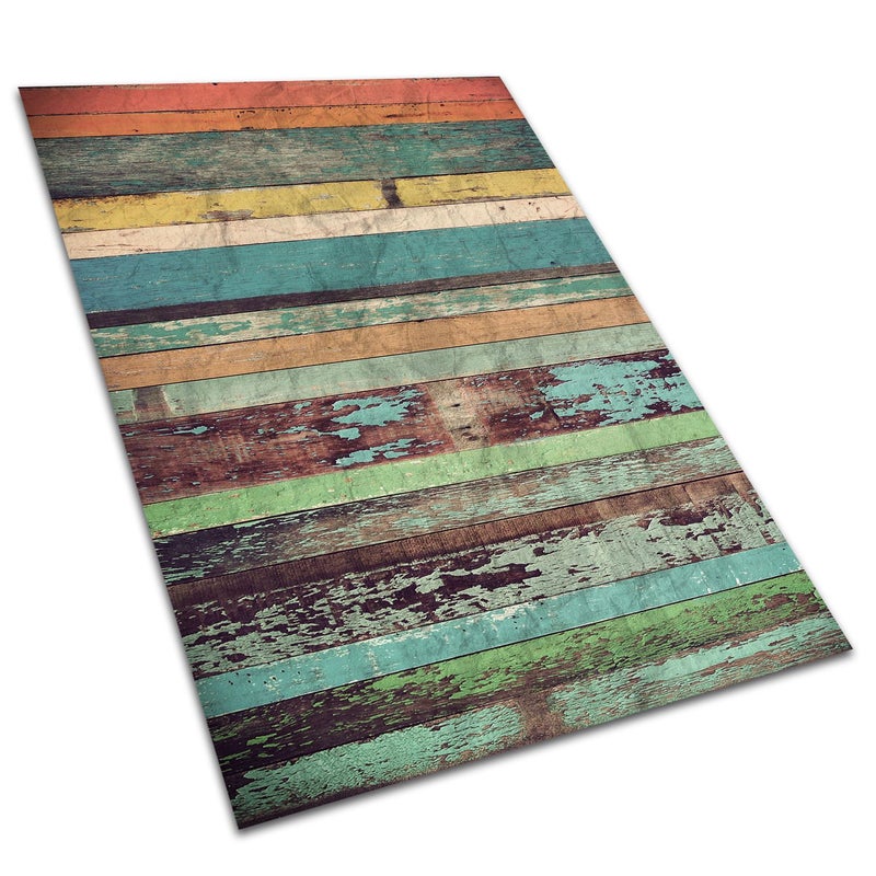Dywan PCV kolorowe deski styl artystyczny mata winylowa do pokoju modny dywan wzorzysty 100x50 cm – Tulup