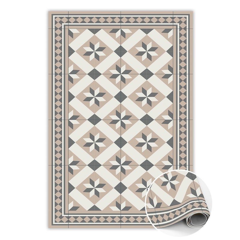 Dywan wzorzysty ośmioramienne gwiazdy, mata winylowa do wnętrz geometryczna dekoracja 120x180 cm – Tulup