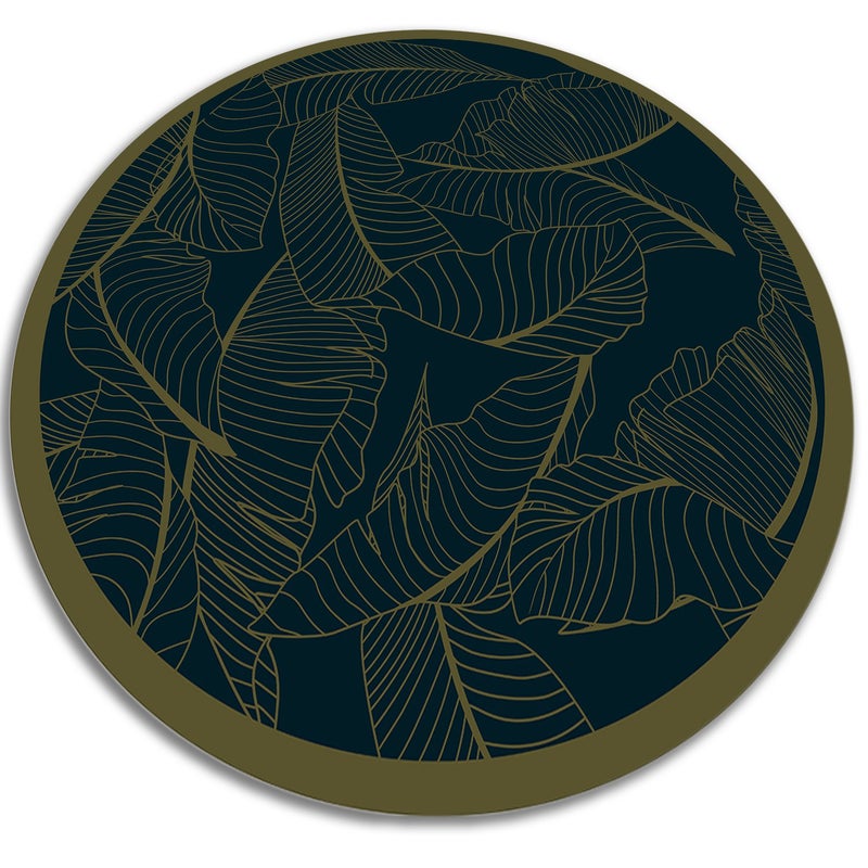 Dywan winylowy do salonu okrągły, stylizowany liść minimalistyczna elegancja 110x110 cm – Tulup