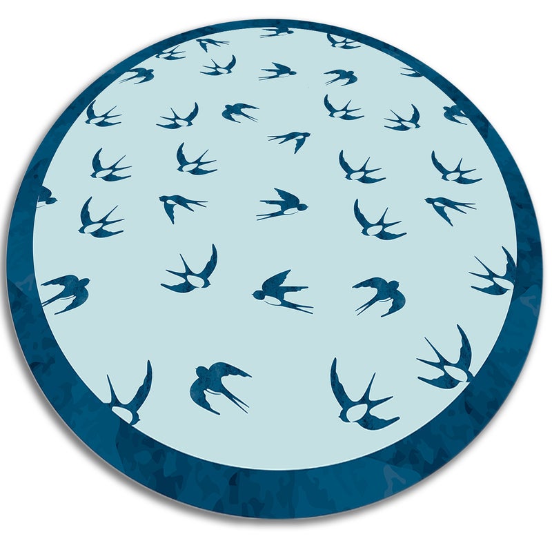 Dywanik ozdobny okrągły, jaskółka artystyczny subtelny graficzny motyw 140x140 cm – Tulup