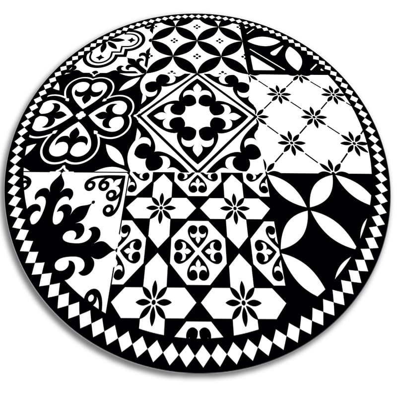 Mata winylowa okrągła, portugalski wzór tradycyjna elegancka mozaika 150x150 cm – Tulup