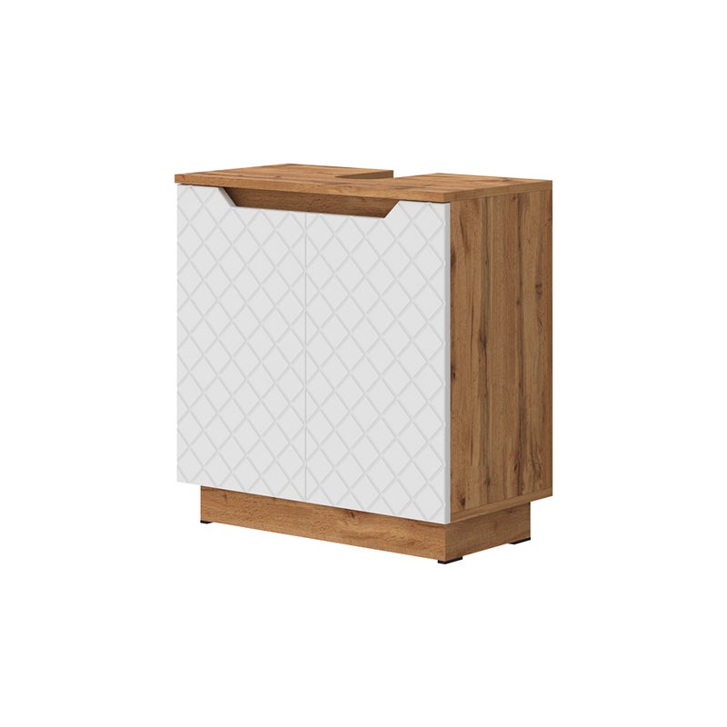 Vicco Szafka pod umywalkę Lotta, Dąb/biały ze strukturą płytek, 59.8 x 62.1 cm z 2 drzwiami