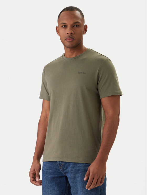 Calvin Klein T-Shirt Micro Logo LV04LC255G Zielony Regular Fit