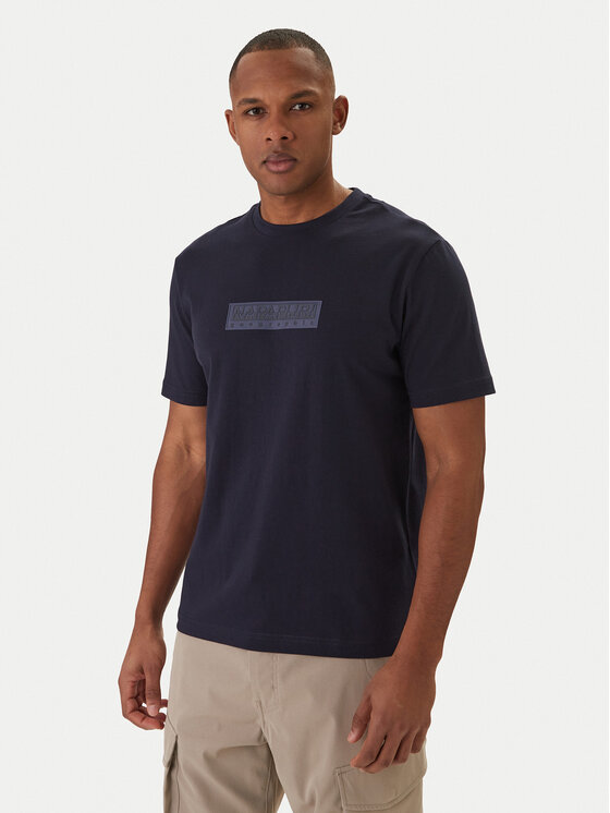 Napapijri T-Shirt S-Box Logo NP0A4IFL Granatowy Regular Fit