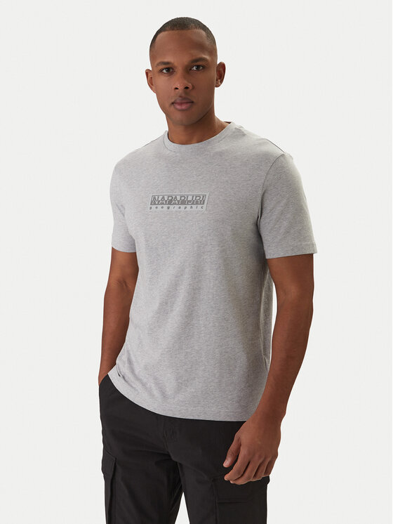 Napapijri T-Shirt S-Box Logo NP0A4IFL Szary Regular Fit