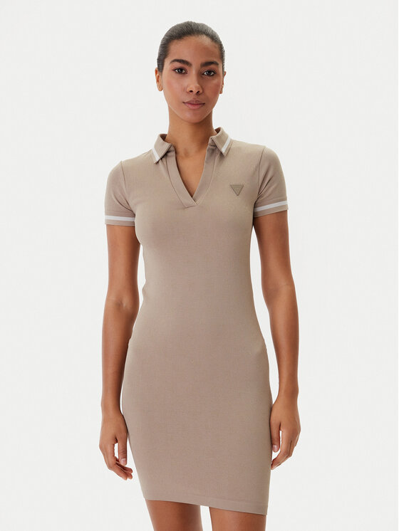 Guess Sukienka codzienna V6RK02 Z4692 Beżowy Slim Fit