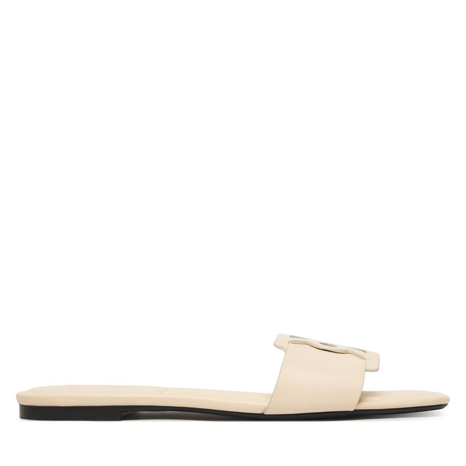 Klapki Calvin Klein Square Flat Sandal Emblem HW0HW03128 Żółty