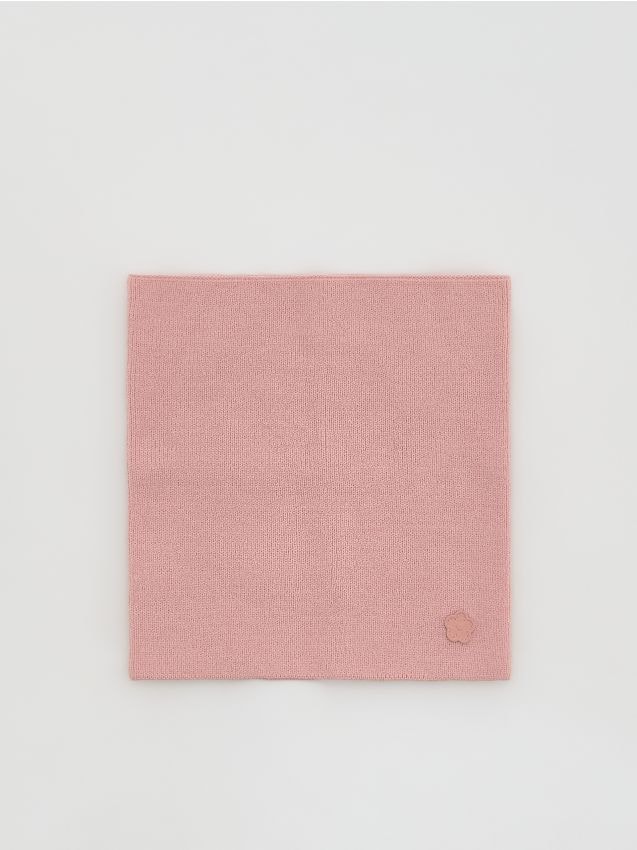 Reserved - Dzianinowy komin z aplikacją - różowy