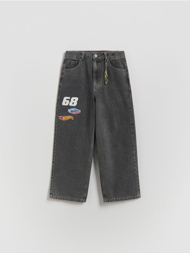 Reserved - Jeansy baggy Hot Wheels - szary