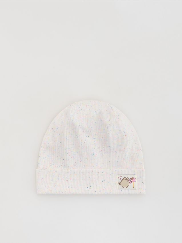 Reserved - Czapka Pusheen - złamana biel