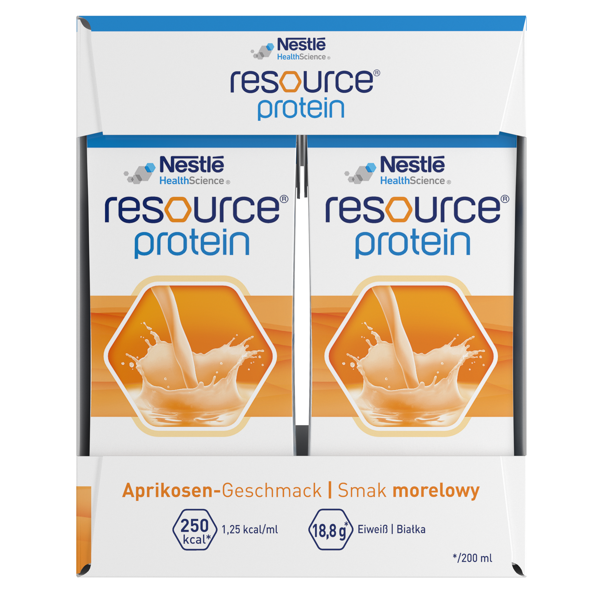 Resource Protein, preparat odżywczy, smak morelowy, 4 x 200 ml