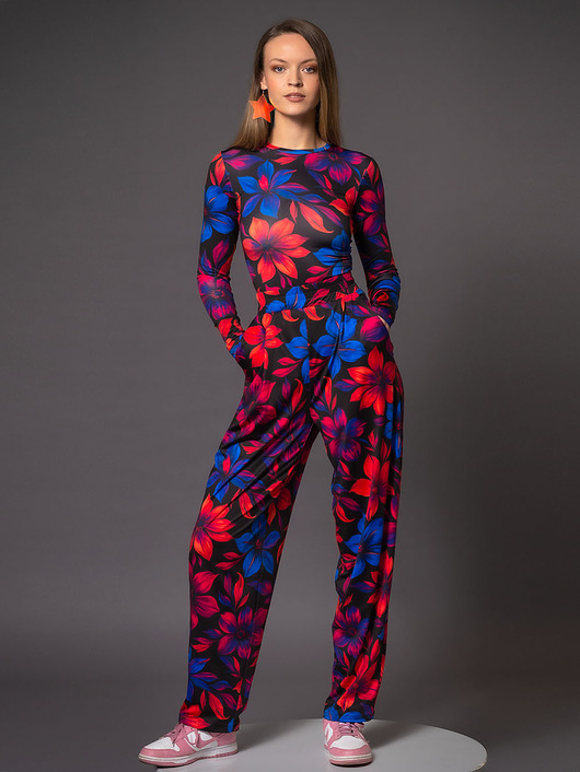Bluzka basic z długim rękawem - Flower Power