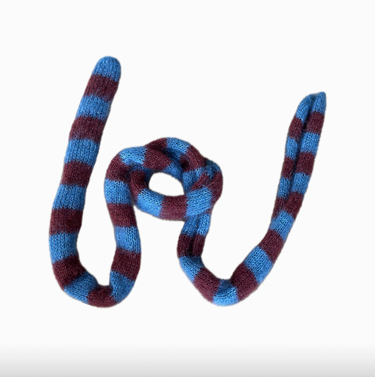 Szalik Pasiak z moheru i jedwabiu Podwójna nić