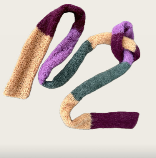 Szalik Pasiak z alpaki i jedwabiu zrobiony ręcznie