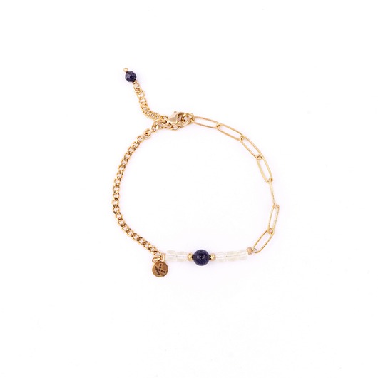 Bestseller! Bransoletka z Cytrynem i Nocą Kairu Pozłacana stal szlachetna