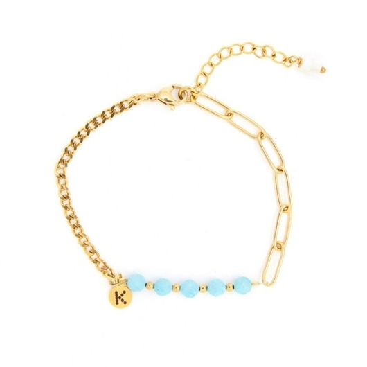 Bestseller! Bransoletka z Amazonitem Pozłacana stal szlachetna