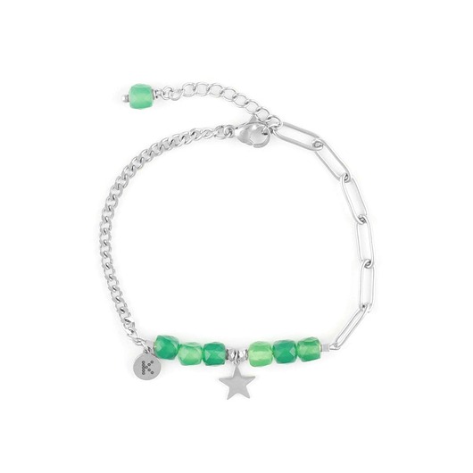 Bestseller! Bransoletka zielony Onyks z gwiazdką Srebrna stal szlachetna