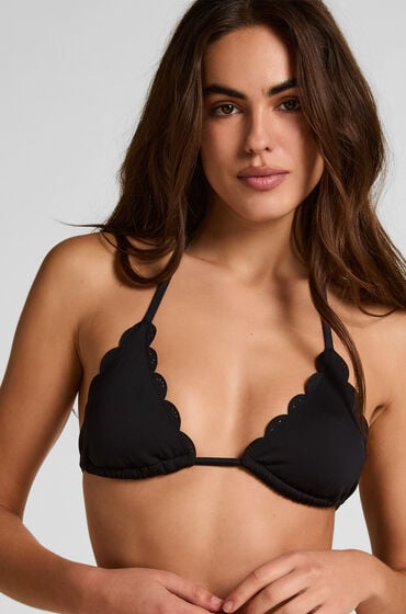 Hunkemöller Trójkątna góra od bikini w kwiaty Czarny