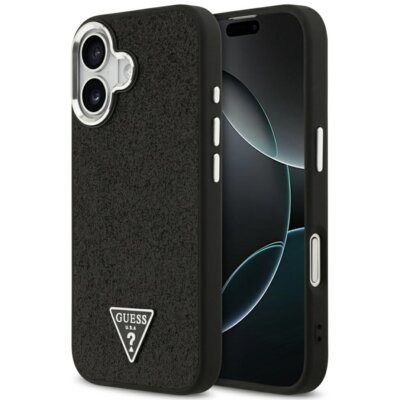 Etui GUESS Glitter Triangle Logo MagSafe do Apple iPhone 17 Czarny