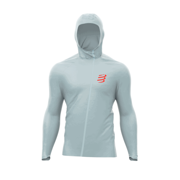 COMPRESSPORT Kurtka biegowa HURRICANE WATERPROOF 10/10 JACKET grey dawn/reflective fluo red