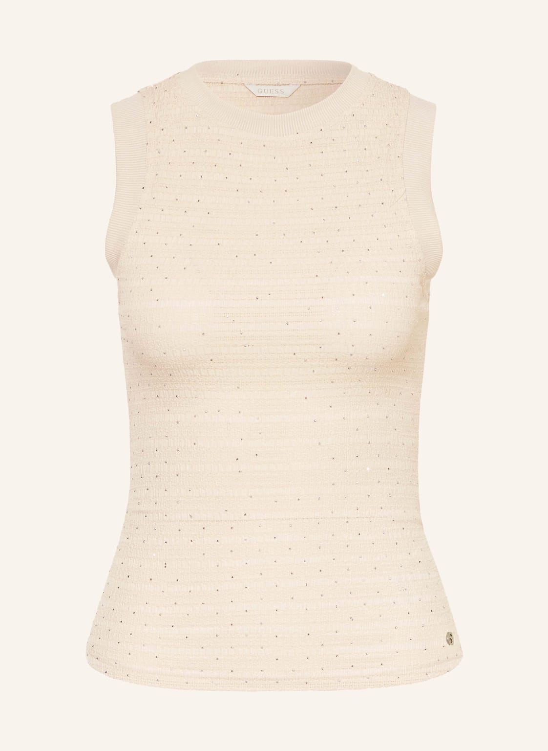 Guess Top Francine Z Kamieniami Ozdobnymi beige