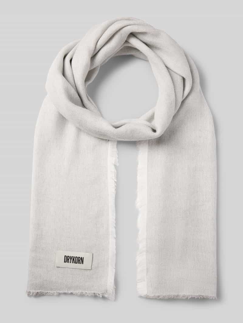 Szal z detalem z logo i frędzlami model ‘PLINA’