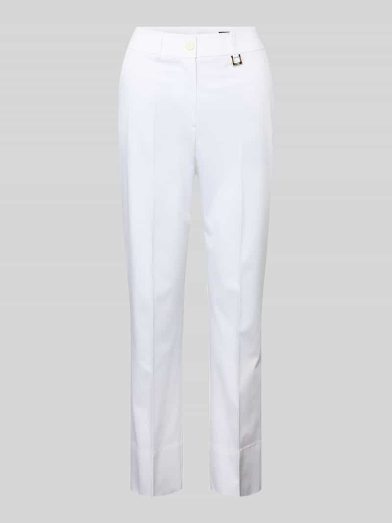 Spodnie materiałowe o kroju slim fit z detalem z logo model ‘Panna’