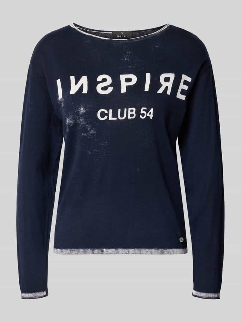 Bluzka z długim rękawem, nadrukiem po lewej stronie i okrągłym dekoltem