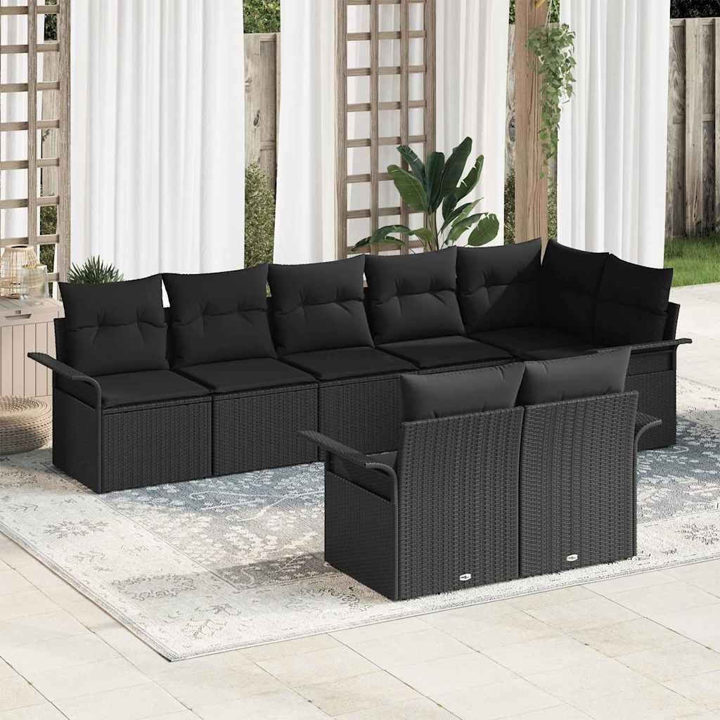 VidaXL Zestaw Sof na Ogród z przechowywaniem 8 pcs Czarny polirattan