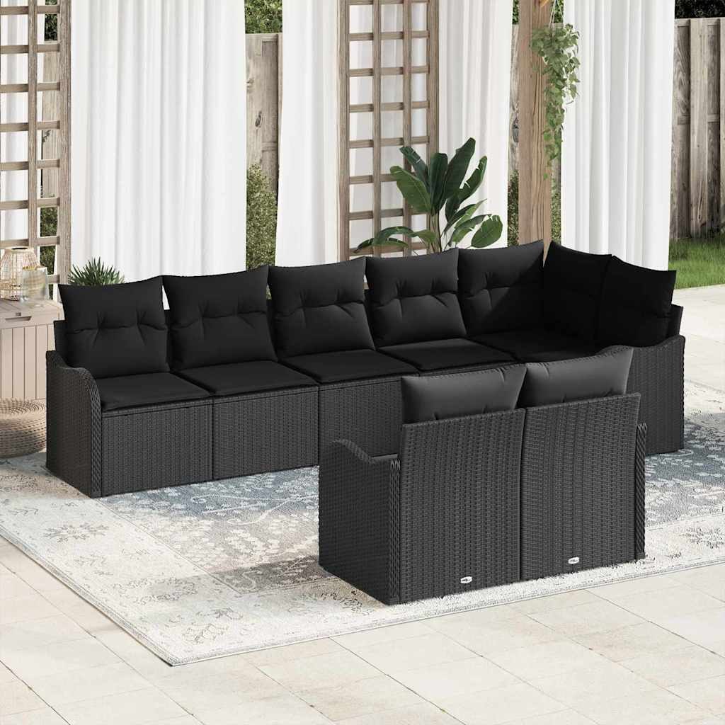 VidaXL Zestaw Sof na Ogród z przechowywaniem 8 pcs Czarny polirattan